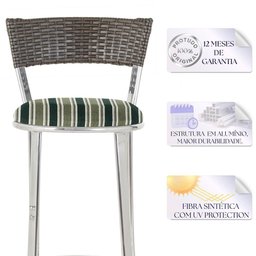 Kit de Mesa Bistrô com Tampo de Vidro Redondo 4 Banquetas em Alumínio e Fibra Sintética Argila - 3