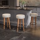 Ver imagem 3 de Banqueta Alta Cozinha 70cm Estofada Off-white Madeira Maciça Urban