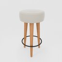 Ver imagem 1 de Banqueta Alta Cozinha 70cm Estofada Off-white Madeira Maciça Urban