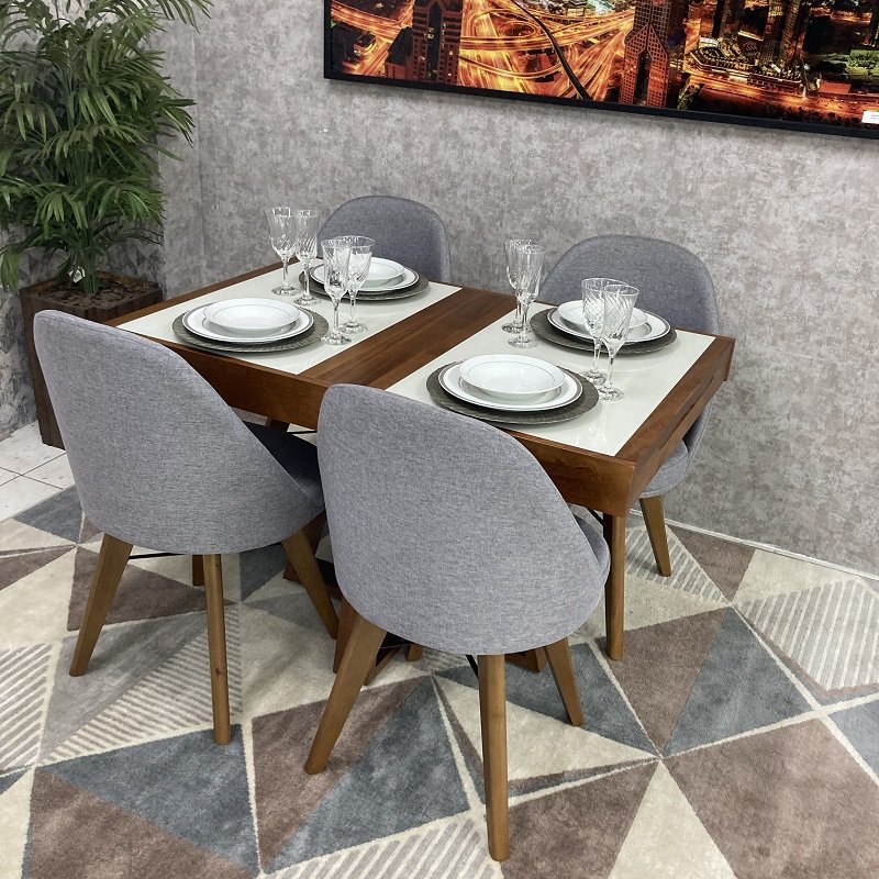 Sala de Jantar Mesa Elástica Ipê com 4 Cadeiras Dilly Fixas D'confort Design Suede Preto 76