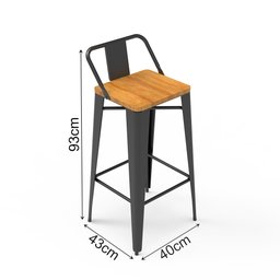 Kit 2 Banquetas Alta Bistrô com Encosto Iron Assento Sublimado Estrutura Preta - 6