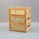 Ver imagem 5 de Kit 3 caixas organizadoras empilháveis de bambu e palhinha 22cm - Oikos