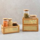 Ver imagem 4 de Kit 3 caixas organizadoras empilháveis de bambu e palhinha 22cm - Oikos