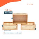 Ver imagem 2 de Kit 3 caixas organizadoras empilháveis de bambu e palhinha 22cm - Oikos