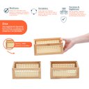 Ver imagem 3 de Kit 3 caixas organizadoras empilháveis de bambu e palhinha 22cm - Oikos