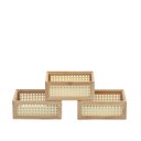 Ver imagem 1 de Kit 3 caixas organizadoras empilháveis de bambu e palhinha 22cm - Oikos