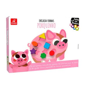 BRINQUEDO EDUCATIVO PEDAGÓGICO ENCAIXE FORMAS - PORQUINHO