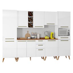 Armário De Cozinha Completa Com Adega 10 Portas 4 Gavetas Favorita Branco/Nature - 7