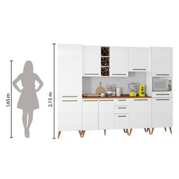 Armário De Cozinha Completa Com Adega 10 Portas 4 Gavetas Favorita Branco/Nature - 2