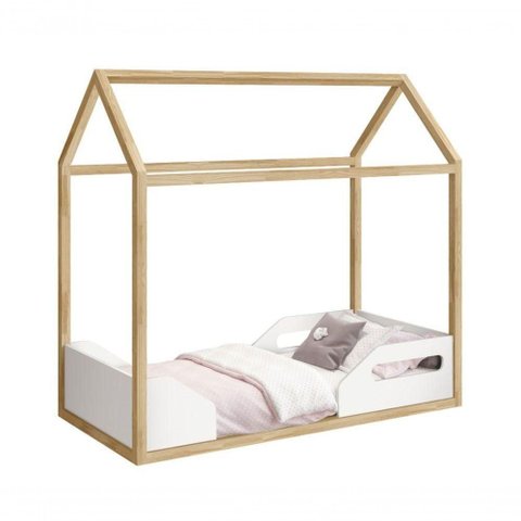Cama Montessoriana Zoe Branco Fosco com Natural - Moveisaqui