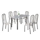 Ver imagem 2 de Conjunto Sala de Jantar com 6 Cadeiras Lívia Prata/Arabesco