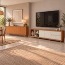 Ver imagem 1 de Conjunto Rack + Buffet Premium Rack Off White/Naturalle Buffet Naturalle Mavaular