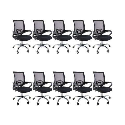 Kit 10 Cadeiras de Escritório Begônia Oficial Ergonômica Pr