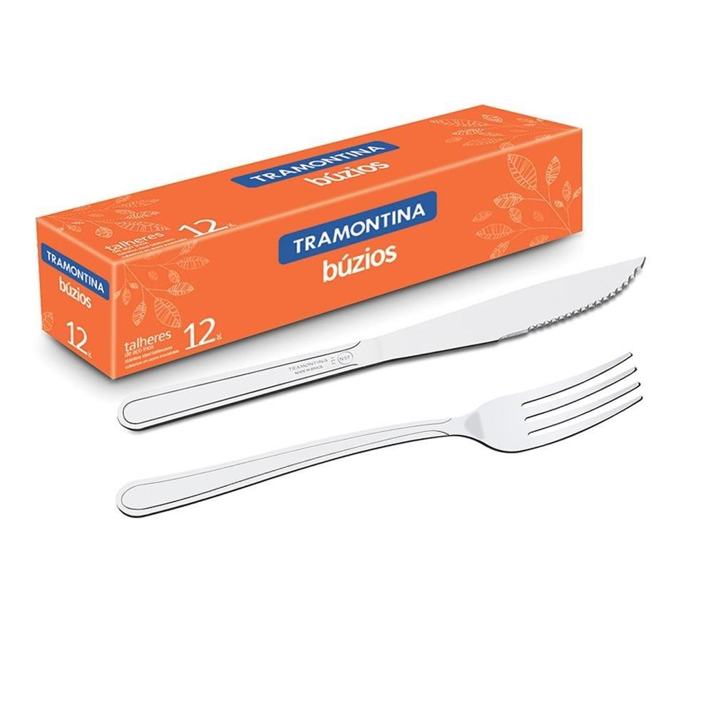 Faca e Garfo Tramontina para Churrasco 4 Búzios Aço Inox 48 Peças Tramontina 23750004x24- - 1