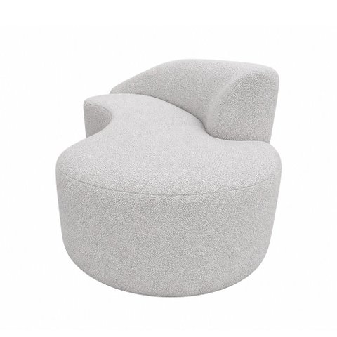 Sofá Curvo 230cm Braço Lado Esquerdo Mavie Bouclé Cinza - Sallar Home
