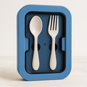 Ver imagem 2 de Kit Marmita com Divisórias e Talheres Azul