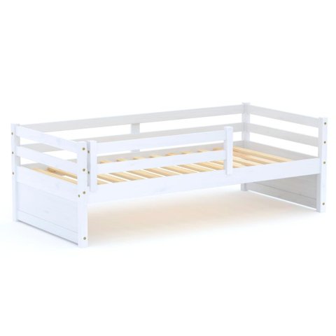 Cama Solteiro Slim Rb com Grade de Proteção Madeira Maciça Branco Housin