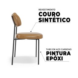 Kit 2 Cadeiras Mona para Sala Jantar Gourmet em Aço e Couríssimo-preto-whisky-edecasamoveis - 5