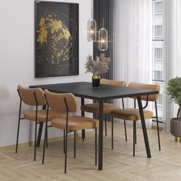 Kit 2 Cadeiras Mona para Sala Jantar Gourmet em Aço e Couríssimo-preto-whisky-edecasamoveis - 2