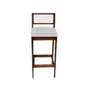 Ver imagem 7 de Kit 6 Banquetas Madeira Imbuia Cozinha Encosto Palha Indiana:Imbuia com Linho Prata