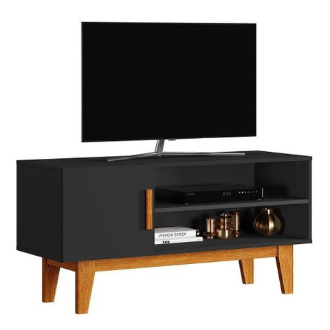 Rack Bancada para Tv de até 42 1 Porta Dallen Preto/naturale