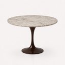 Ver imagem 1 de Mesa de Jantar Saarinen Redondo 150 cm Tampo Mármore Taj Mahal Base Laca Marrom Cacau