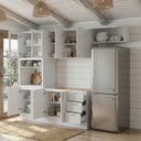 Ver imagem 2 de Cozinha Planejada 5 Peças 2 Aéreo 2 Balcão sem Tampo 1 Cristaleira Marselha CabeCasa MadeiraOriginals Branco
