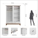 Ver imagem 3 de Guarda Roupa Solteiro Madeira Maciça Rústico 4 Portas 2 Gavetas Branco - Apaixone & Decore
