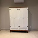 Ver imagem 5 de Guarda-roupa Rústico 4 Portas e 2 Gavetas - Madeira Maciça e Mdf - Branco