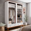 Ver imagem 7 de Guarda Roupa Solteiro Madeira Maciça Rústico 4 Portas 2 Gavetas Branco - Apaixone & Decore