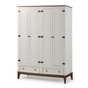 Ver imagem 1 de Guarda-roupa Rústico 4 Portas e 2 Gavetas - Madeira Maciça e Mdf - Branco