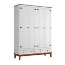 Ver imagem 2 de Guarda Roupa Solteiro Madeira Maciça Rústico 4 Portas 2 Gavetas Branco - Apaixone & Decore