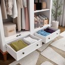 Ver imagem 6 de Guarda Roupa Solteiro Madeira Maciça Rústico 4 Portas 2 Gavetas Branco - Apaixone & Decore