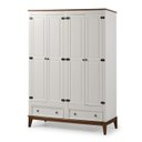 Ver imagem 3 de Guarda Roupa Solteiro Madeira Maciça Rústico 4 Portas 2 Gavetas Branco - Apaixone & Decore