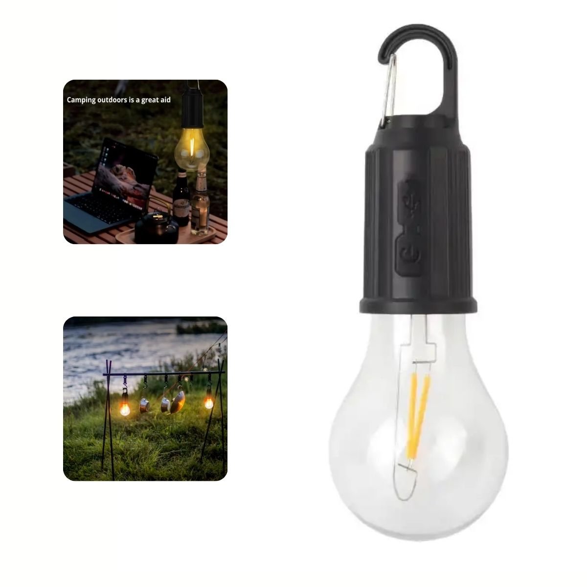 Lampada Led Recarregavel Usb Camping Casa 3 Modos Luz Quente