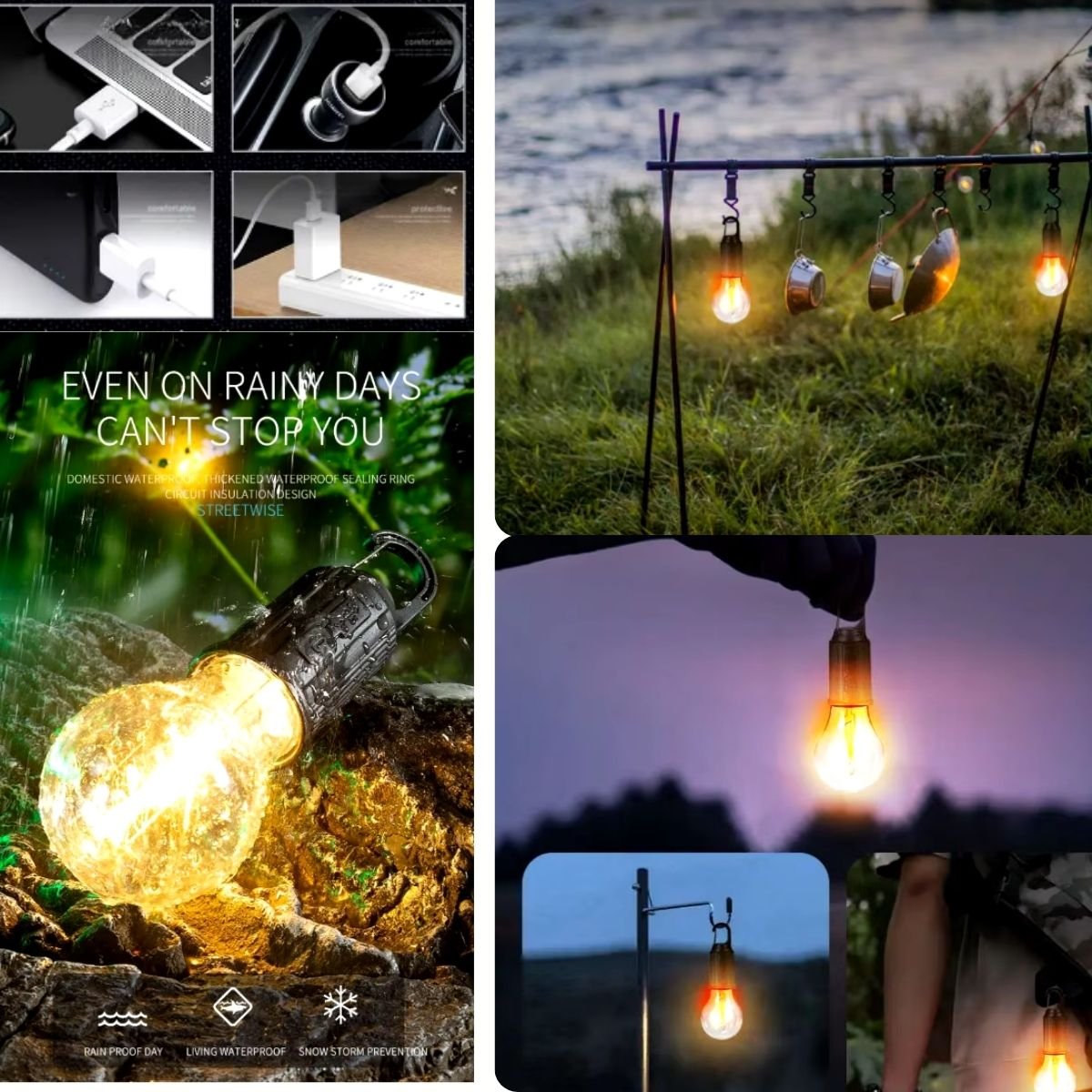 Lampada Led Recarregavel Usb Camping Casa 3 Modos Luz Quente - 6