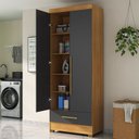 Ver imagem 1 de Armário Multiuso 100% MDF 2 Portas 1 Gaveta Smart Espresso Móveis Cinza/Cinamomo/Chumbo