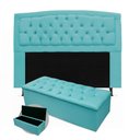 Ver imagem 1 de Kit Cabeceira Geovana Plus Com Calçadeira Azul 195cm King