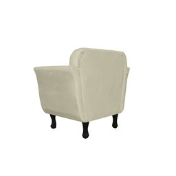 Poltrona Decorativa Couro Bege Pés Madeira Ms Decor - 3