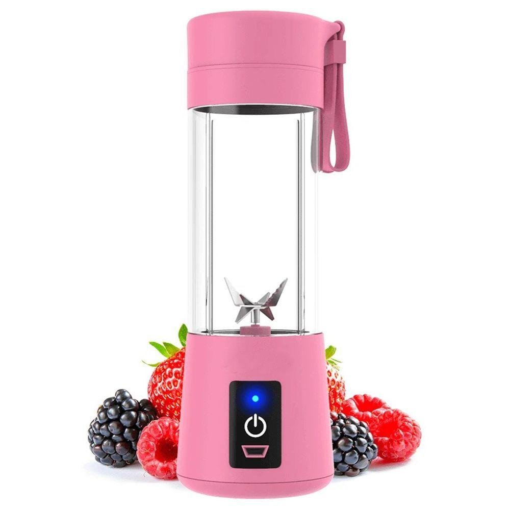 Mini Mixer Juice 320Ml Usb 6 Lâminas Rosa - 1