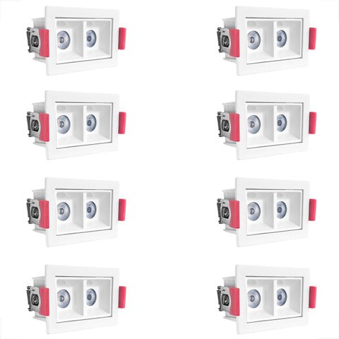 8 Spot Downlight Mini Duplo Led Embutir Corredor 4000k Bet85