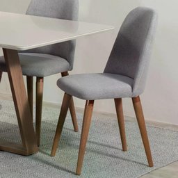 Conjunto de Jantar Mesa com Vidro Avena 6 Cadeiras New Drop - Canella C/ Cinza - 2