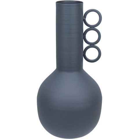 Vaso Garrafa Decorativo de Metal Cinza 22x10x10cm Enfeite Sala Mesa Estante
