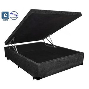 Cama Baú Casal Preto Suede