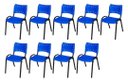 Ver imagem 2 de Cadeira Iso Base Preto Escola, Escritório Azul Kit 9 Un