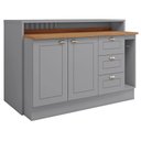 Ver imagem 1 de Kit Ilha Gourmet com Balcão 120cm e Porta Toalha Americana Cinza - Móveis Henn