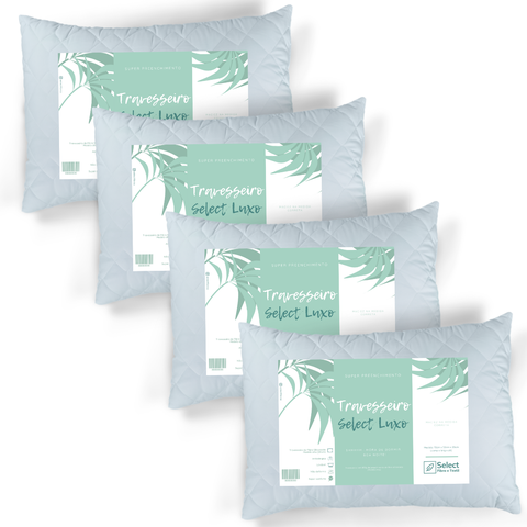 Kit 4 Travesseiros Select Luxo Fibra de Silicone Importada e Antialérgica