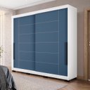 Ver imagem 1 de Roupeiro Solteiro Lisboa 2 Portas de Correr 177x213cm Branco/Azul 240844