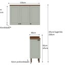 Ver imagem 4 de Kit Área de Serviço com 2 Módulos com Portas Provençais para Lavanderia 100% MDF Verde/Ébano/Mint