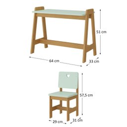 Conjunto Mesa Escrivaninha + 1 Cadeira Infantil Sofia / Madeira de Pinus / Mdf - 3